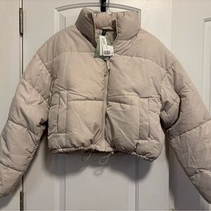 H&M Light Beige Crop Puffer Jacket